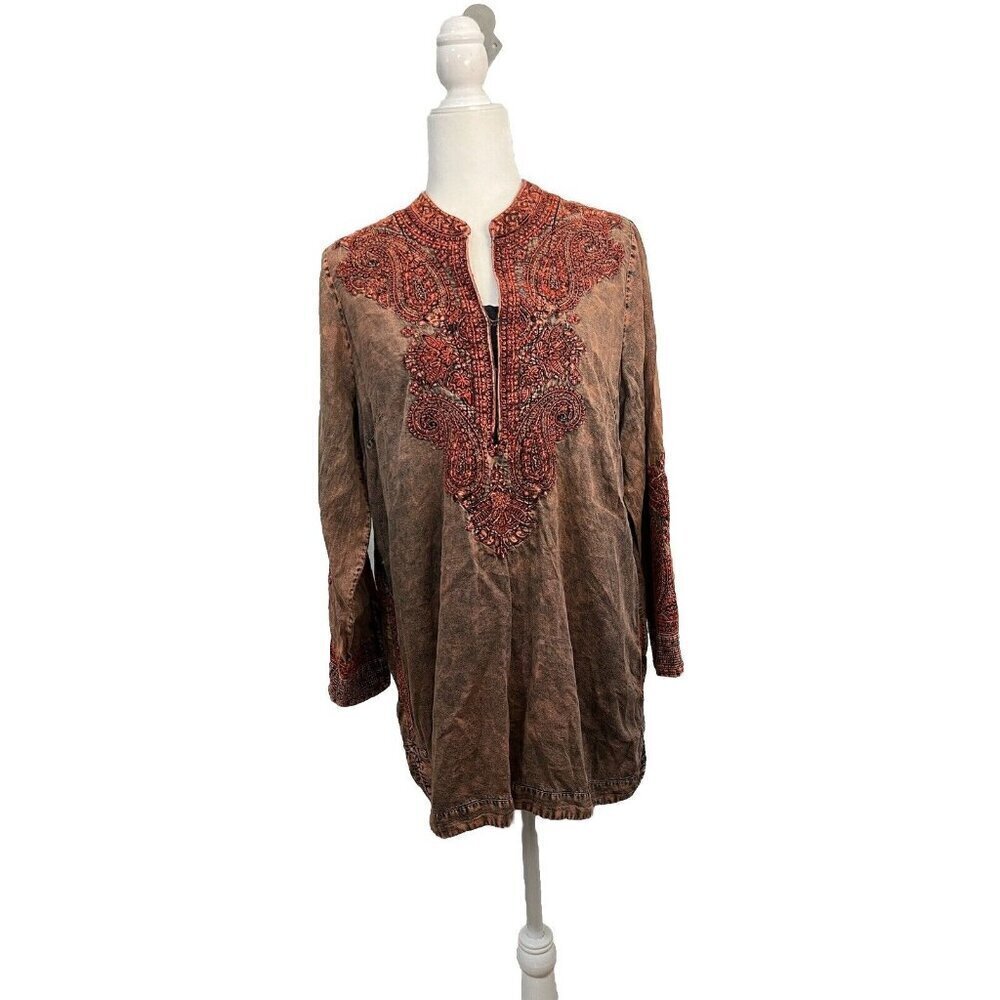 Soft Surroundings Spice Market Burnt Orange Acid Tunic Shirt Size Petite Large